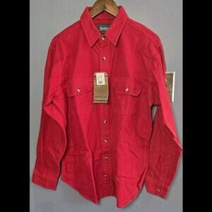 Vintage Bluestream Outdoors Red Flannel Button Up Shirt LS Men's Size Large